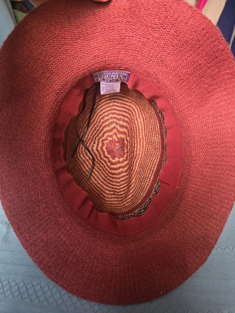 Old County Road Burgundy Woven Bohemian Panama / Fedora Hat OS